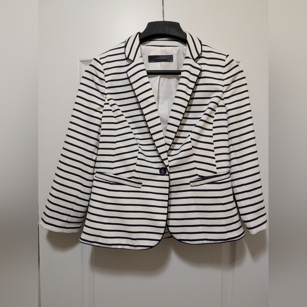 The Limited White and Black Striped Blazer